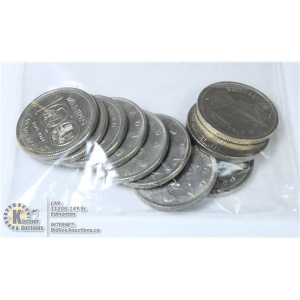 LOT OF 10 MIXED CANADA $1 COINS
