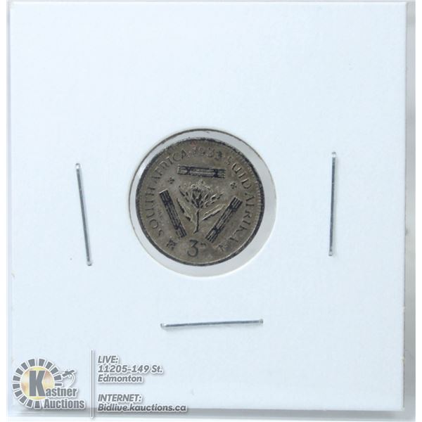 1933 SOUTH AFRICA SILVER 3 PENCE COIN