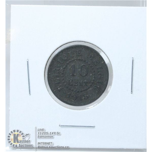1915 WW1 ISSUE BELGIUM 10 CENT COIN