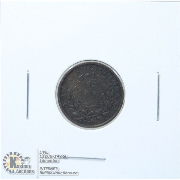 1835 EAST INDIA COMPANY 1/12 ANNA COIN