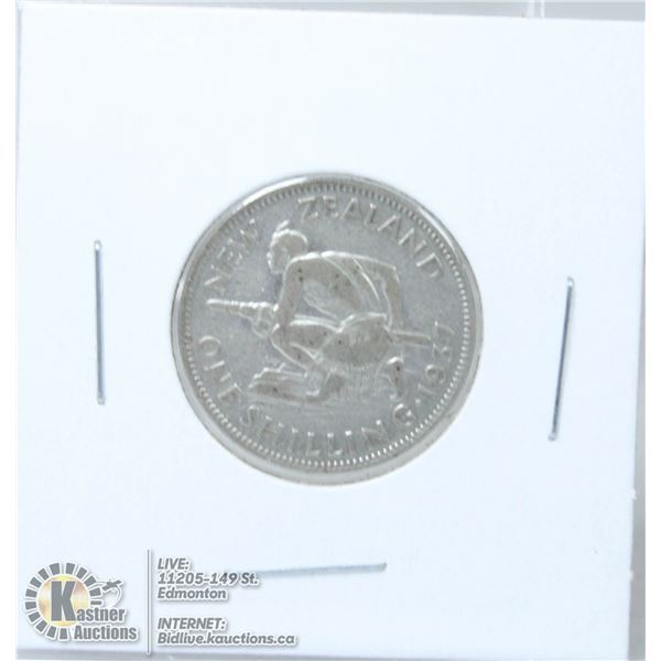 1937 NEW ZEALAND SILVER 1 SHILLING