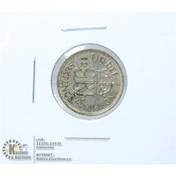 1944 WW2 ISSUE GREAT BRITAIN SILVER 6 PENCE