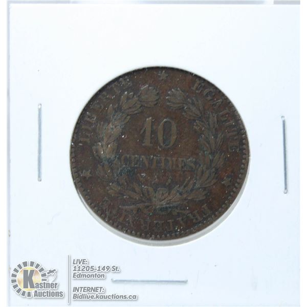 1888 FRANCE COPPER 10 CENTIMES