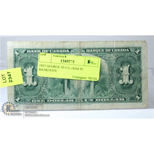 1937 GEORGE VI CANADA $1 BANKNOTE