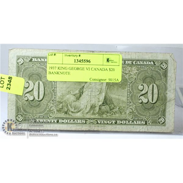 1937 KING GEORGE VI CANADA $20 BANKNOTE