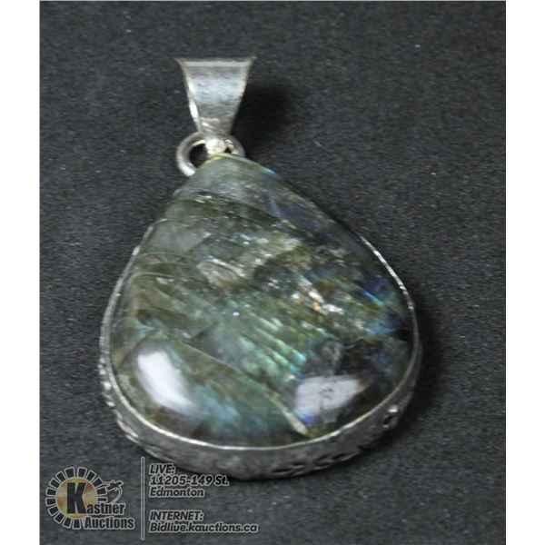 #198- NATURAL FIRE LABRADORITE PENDANT
