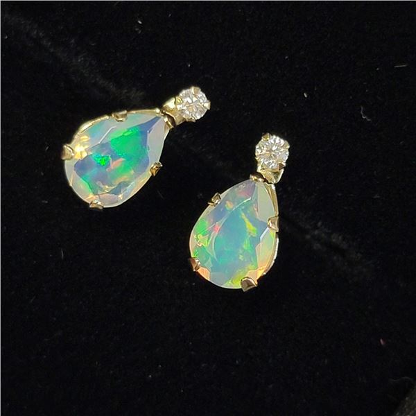 MZ7-21 10K  OPAL MOISSANITE EARRINGS