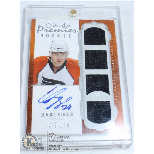 2008-09 OPC PREMIER CLAUDE GIROUX RC AUTO JERSEY