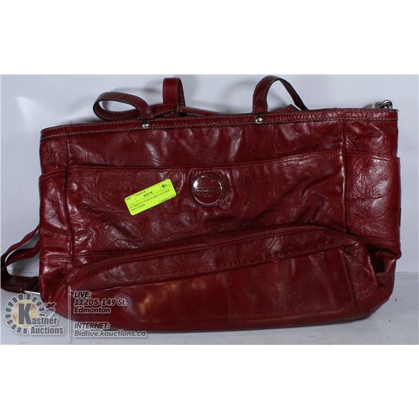 AUTHENTIC COACH RED LEATHER TOTE PURSE