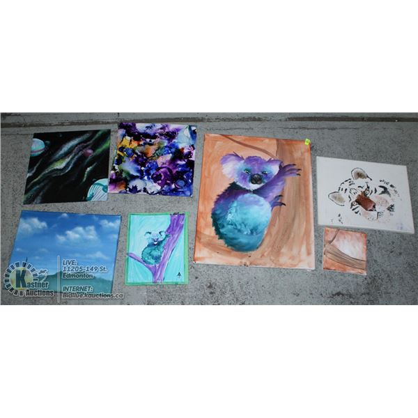 7 PCS OF VARIOUS ART, INCLUDES SCENARY, ABSTRACT &