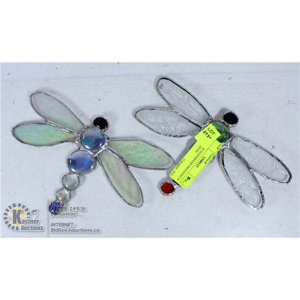 2 VINTAGE HANDMADE DRAGONFLY DECORATIONS