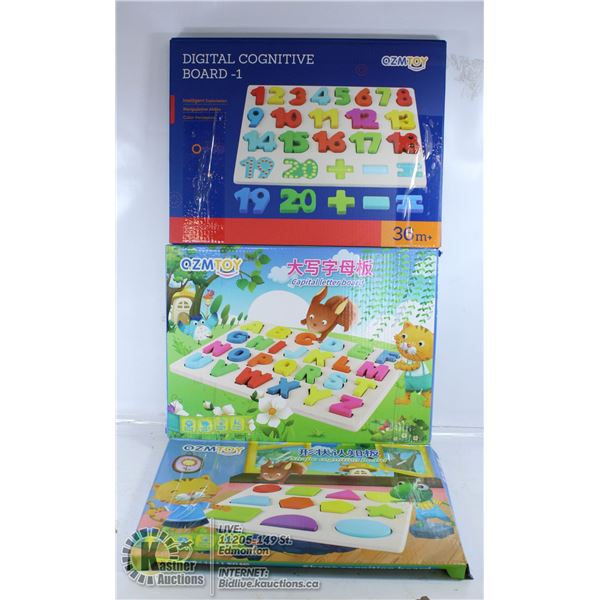 LOT OF THREE CHILDRENS DEVELOPMENT TOYS INCLUDES