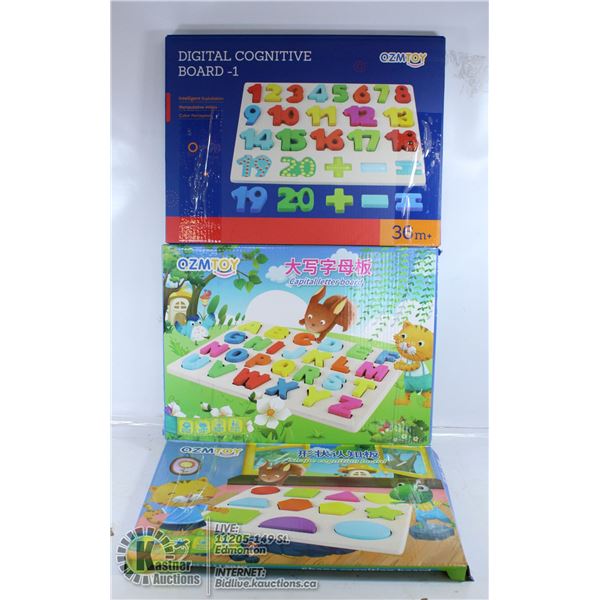LOT OF THREE CHILDRENS DEVELOPMENT TOYS INCLUDES