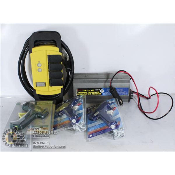 FLAT WITH 3 HOT AIR GUNS, GFCI 4 PORT POWER BAR,