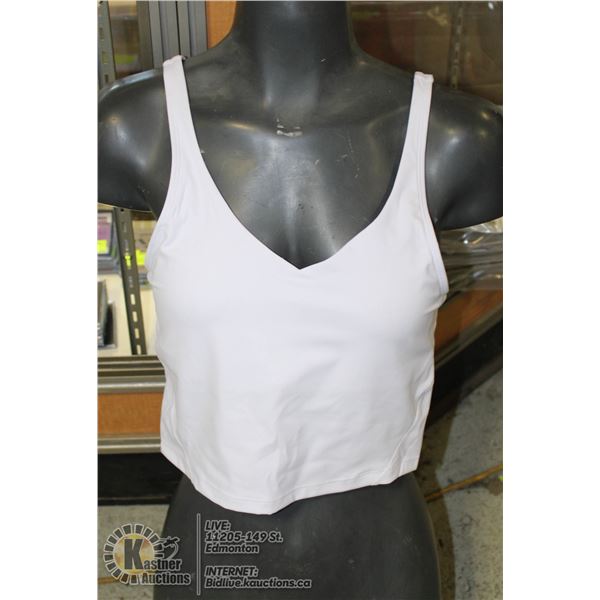 THE GYM PEOPLE WHITE SEAMLESS BRA TANK TOP.