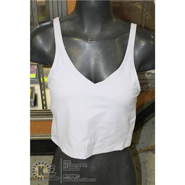 THE GYM PEOPLE WHITE SEAMLESS BRA TANK TOP.