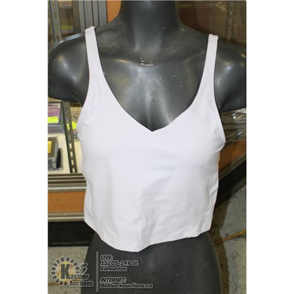 THE GYM PEOPLE WHITE SEAMLESS BRA TANK TOP.
