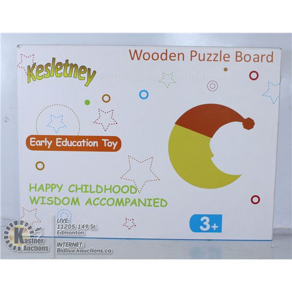 WOODEN PUZZLE FOR AGES 3 AND UP.