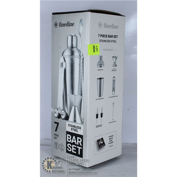 FINEDINE 7PC STAINLESS STEEL BAR SET.