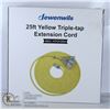 Image 1 : DEWENWILS 25FT YELLOW TRIPLE TAP EXTENTION CORD.