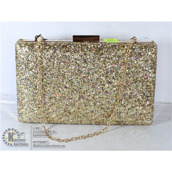 LETODE GOLD GLITTER CLUTCH.