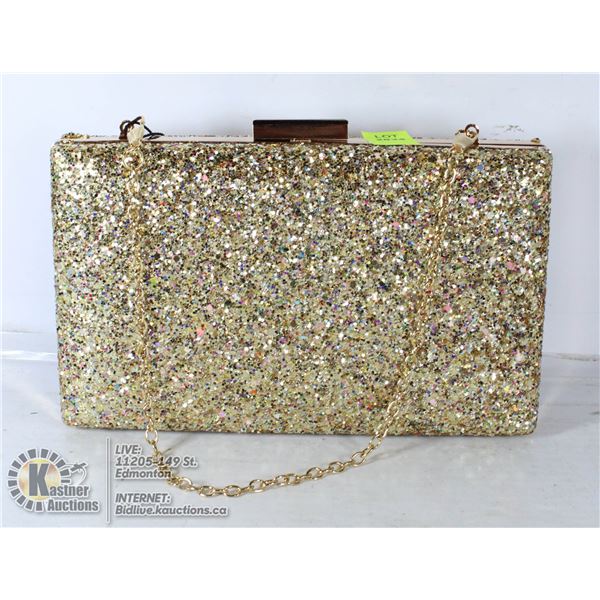 LETODE GOLD GLITTER CLUTCH.