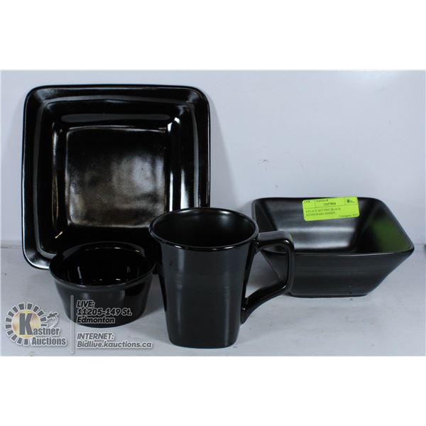 4 PLACE SETTING BLACK STONEWARE DISHES