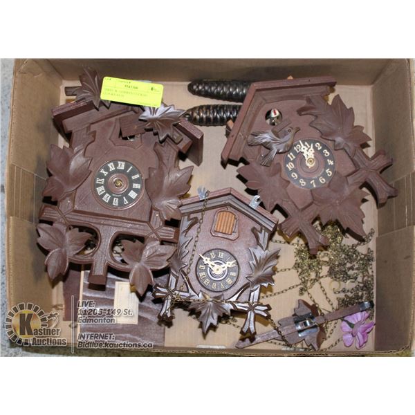 THREE W. GERMAN CUCKOO CLOCKS AS IS