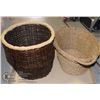 Image 1 : TALL WICKER BASKET,ROPE WEAVE TOP,LARGE BASKET OF