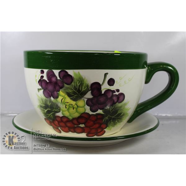 CERAMIC CUP AND SAUCER PLANTER CERAMIC