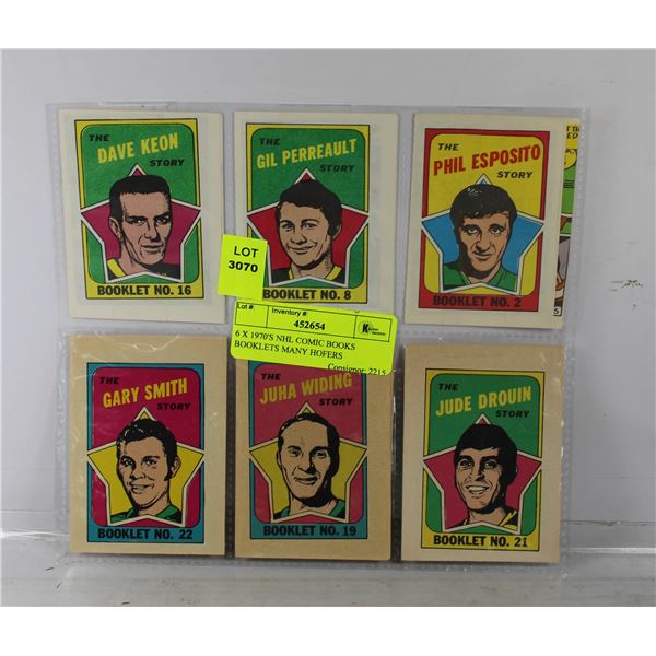 6 X 1970'S NHL COMIC BOOKS BOOKLETS MANY HOFERS