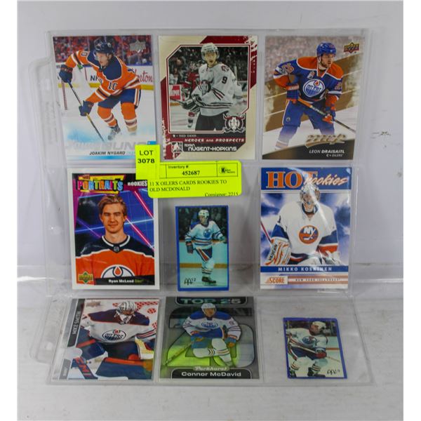 11 X OILERS CARDS ROOKIES TO OLD MCDONALD