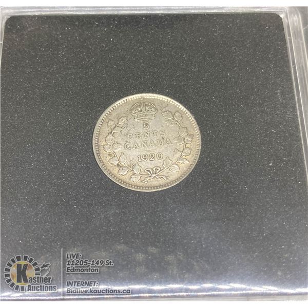 1920 KING GEORGE V SILVER 5 CENT "FISHSCALE"