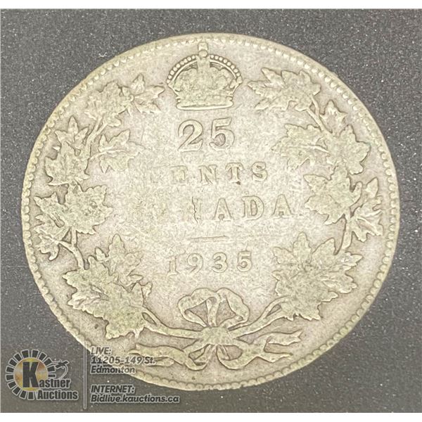 1935 GEORGE V CANADA SILVER 25 CENT