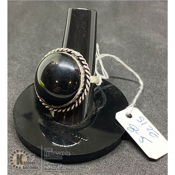 #265-NATURAL BLACK OBSIDIAN RING SIZE 8.5