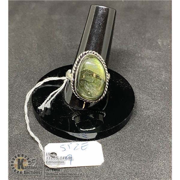 #249-NATURAL FIRE LABRADORITE RING SIZE 9