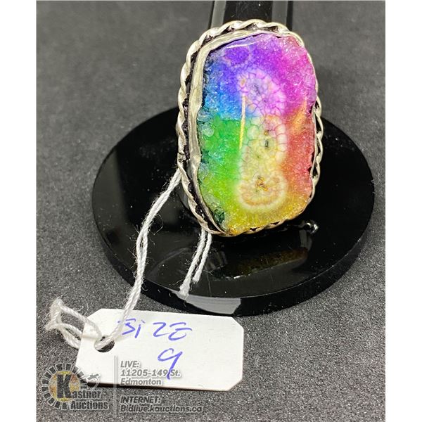 #245-NATURAL RAINBOW SOLAR QUARTZ RING SIZE