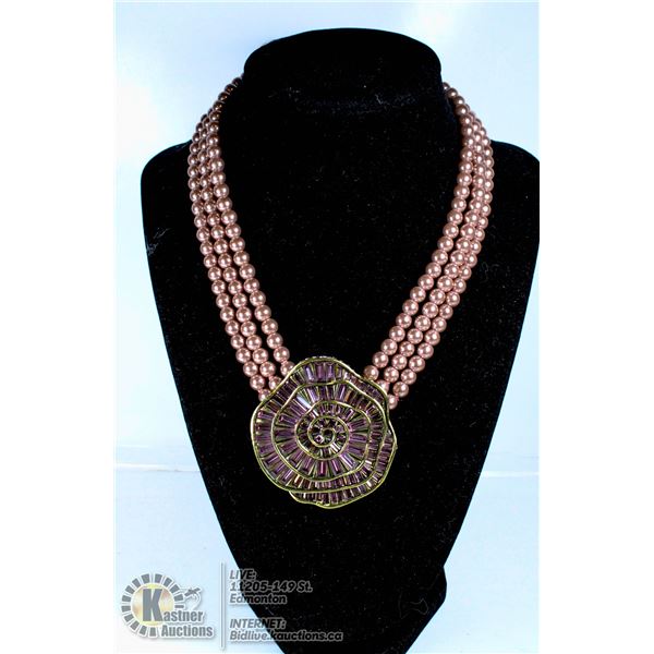 AUTHENTIC HEIDI DAUS BAGUETTE ROSE NECKLACE