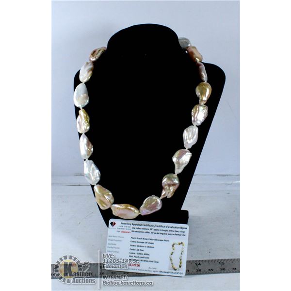 FRESH WATER CULTURED BAROQUE PEARLS 20"