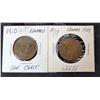 Image 2 : 10)  LOT OF 2 CANADIAN 1909 & 1910 LARGE PENNIES.
