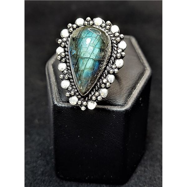 4)  TEAR DROP SHAPED NATURAL LABRADORITE SET