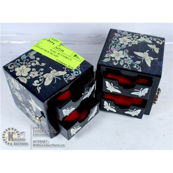 MOTHER OF PEARL BUTTERFLY JEWELRY BOX INLAID