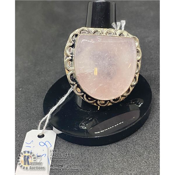 #269-NATURAL PINK ROSE QUARTZ RING SIZE 8.5