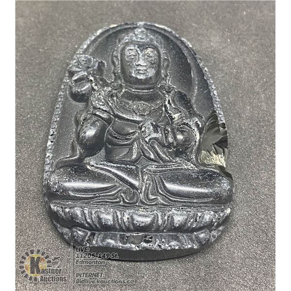 #206- NATURAL BLACK OBSIDANT BUDDHIST PENDANT