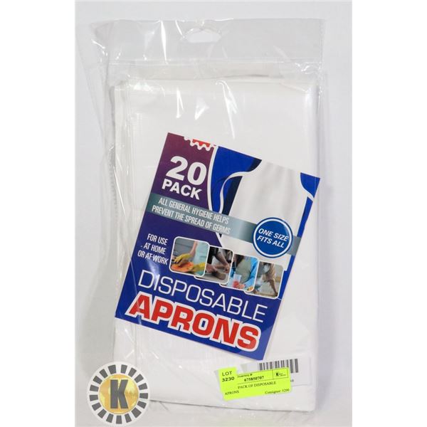 NEW 20 PACK OF DISPOSABLE APRONS