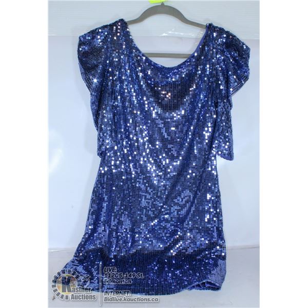 LADIES BLUE STRETCH SEQUENCE-STYLE DRESS -