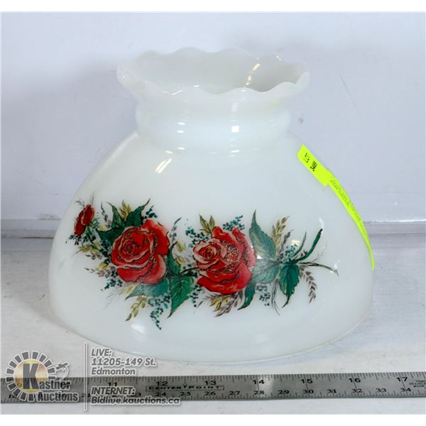 8" ROSE MILK GLASS HURRICANE LAMP SHADE