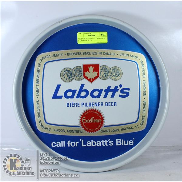 VINTAGE BEER TRAYS LABATTS 50 & LABATTS  BLUE