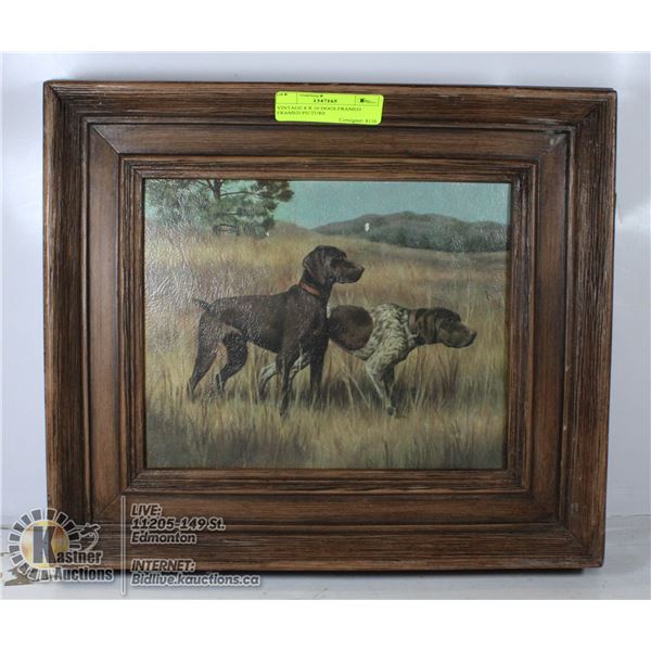 VINTAGE 8 X 10 DOGS FRAMED FRAMED PICTURE