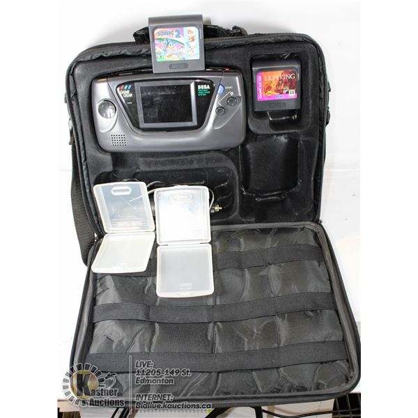 SEGA GAME GEAR WITH CARRYING CASE, SONIC THE